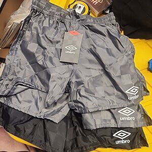 Lot Of 3 Umbro Checkerboard Soccer Athletic Shorts Unisex Youth XXS XX Small NWT